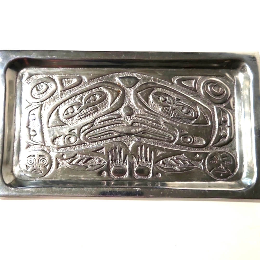 Northwest Pewter Co. Auke Bay, Alaska Totem Cheese Tray